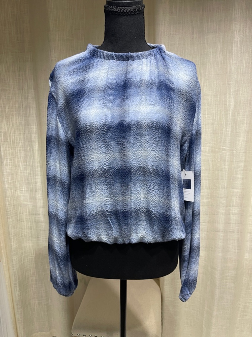 Bella Dahl Blue Ombre Plaid Long-Sleeve Top